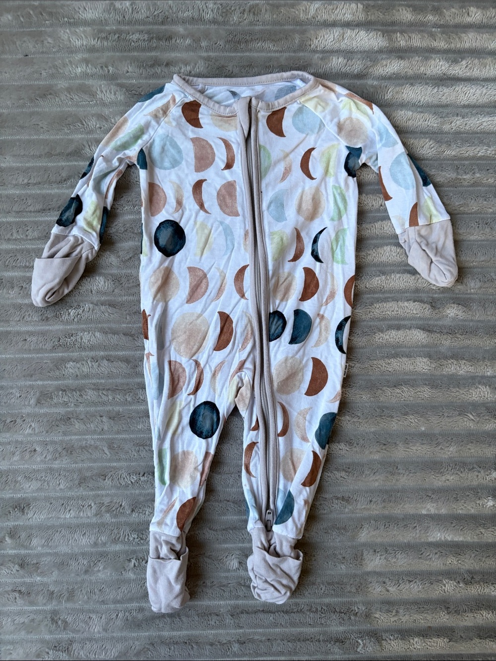 Little Sleepies White Moon & Circle Print Zipper Footie